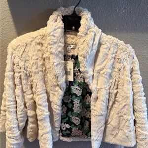 CAbi Faux Fur Jacket NWT Size M | Early CAbi Archive | Floral Lined Plush Coat